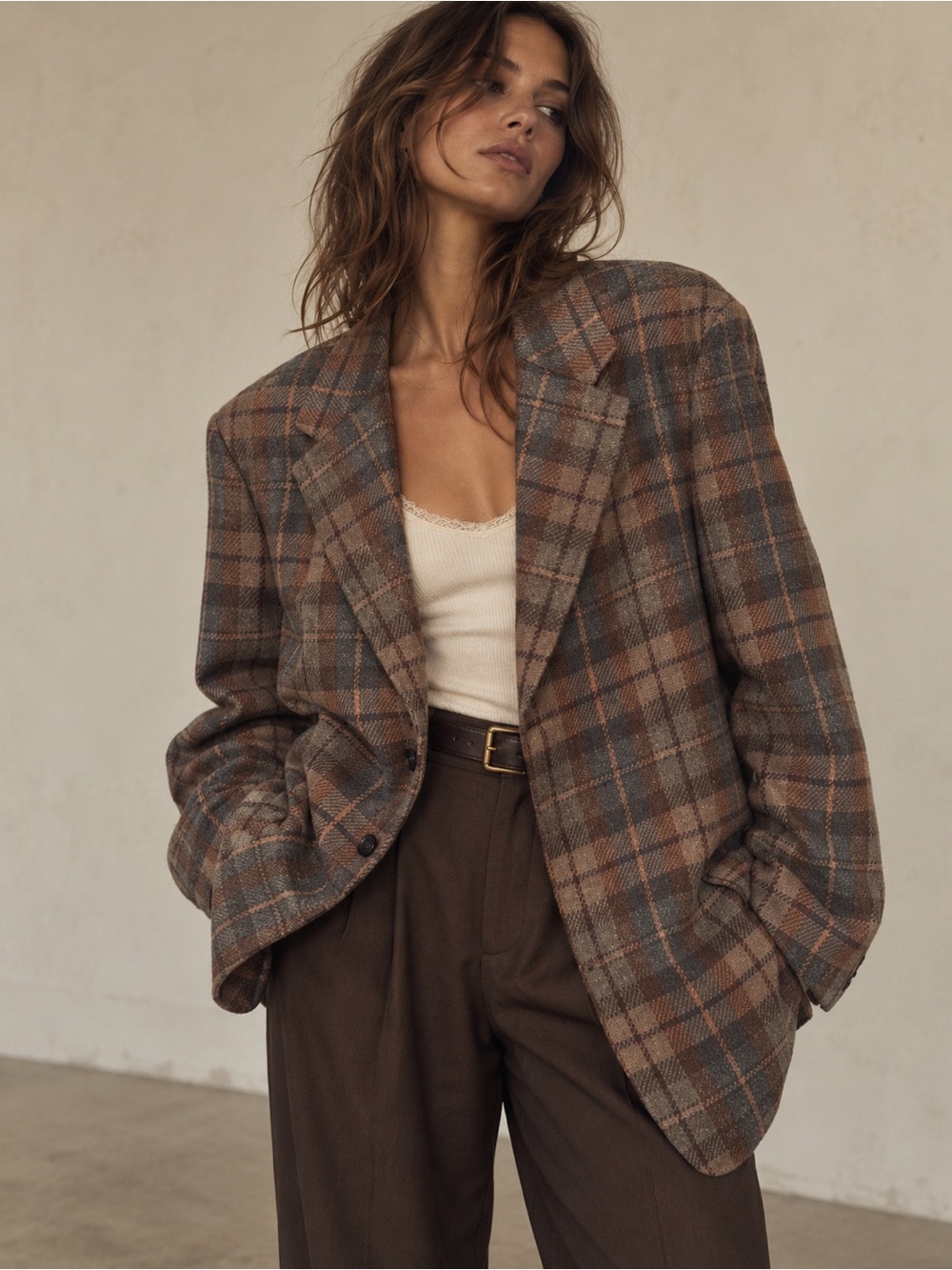 Vintage J.Crew Wool Plaid Oversized Boyfriend Blazer Jacket